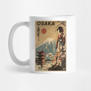 Osaka Japan Vintage Travel Art Poster Mug